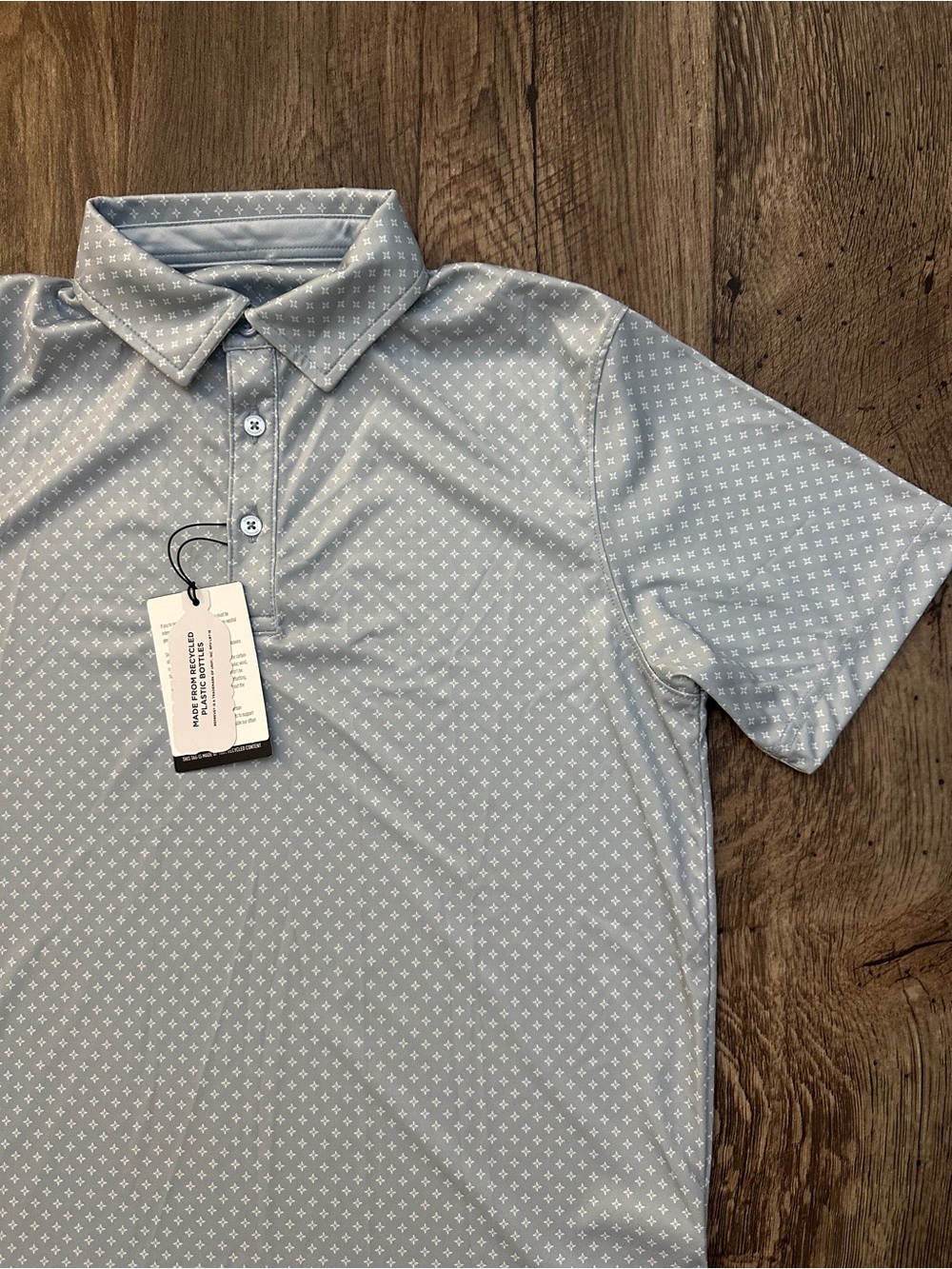 Swannies Golf Geometric Pattern Blue Polo Shirt Men’s Size S